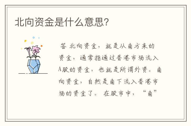 北向资金是什么意思？