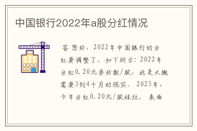 中国银行2022年a股分红情况