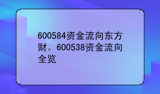 600584资金流向东方财。600538资金流向全览